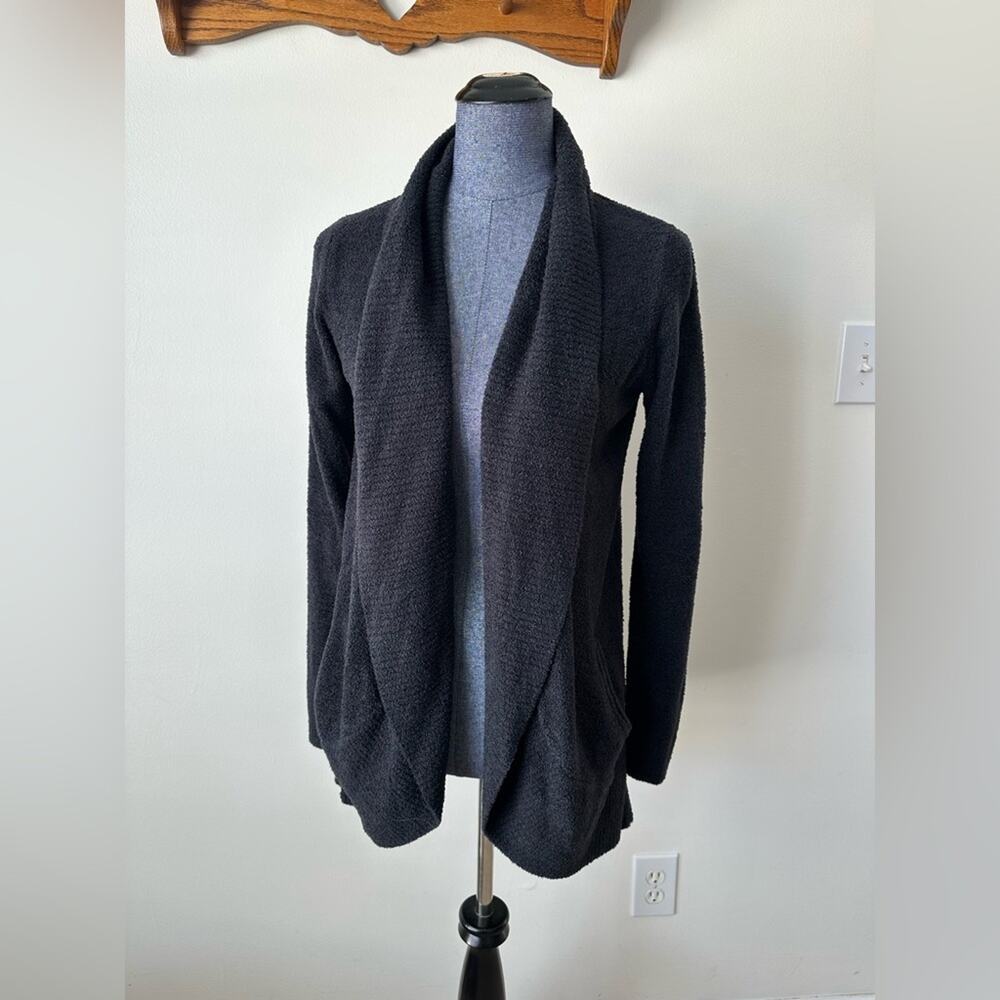 Barefoot Dreams CozyChic Lite Charcoal Gray Open Front Cardigan Size Medium